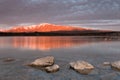 Mountain on fire - Sunlit mountain at sunset, Lake Tekapo Royalty Free Stock Photo