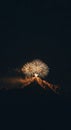 Spectacular Golden Fireworks Over Mountain Peak at Night Royalty Free Stock Photo