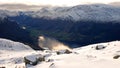 Mountain and fjord view from Mount Hoven in Loen in Vestland in Norway Royalty Free Stock Photo