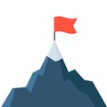 Mountain flag mission flat icon. Success startup vector design goal. Mountain mission challenge motivation ambition Royalty Free Stock Photo