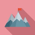 Mountain flag mission icon, flat style