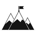 Mountain flag mission icon, simple style