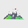 Mountain, flag. Travel. Vector illustration. EPS 10