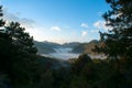 Mountain and fog in the morning Royalty Free Stock Photo