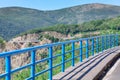 Mountain footbridge with balustrade