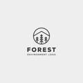 mountain forest nature badge line simple logo template vector illustration icon element