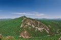 Mountain With Forest On The River Inzer. Landscape. HD Panorama. Russia, Ural, Bashkortostan, Aigir. Royalty Free Stock Photo