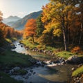 Mountain forest river landscape view made with Generative AI Royalty Free Stock Photo