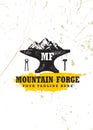 Mountain Forge Blacksmith Craft Logo Concept