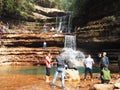 The mountain it forms the 3 layered Wei Sawdong falls,cherrapunji