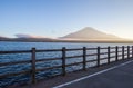 Mountain Fuji and beautiful evening sky at Yamanakako lake Royalty Free Stock Photo