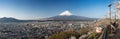 Mountain Fuji with cherry blossom at Chureito Pagoda, Fujiyoshida, Japan