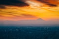 Mountain fuji and cityscape at sunset in Tokyo, Japan Royalty Free Stock Photo