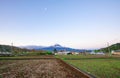 Mountain fuji and clouds at kawaguchi at morning in autumn view behind Kawaguchiko village yamanachi in Japan