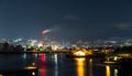 Mountain Fuji and industry factory at night Royalty Free Stock Photo