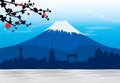 Mountain Fuji Japan Sakura View Landscape Travel Place Vector Royalty Free Stock Photo