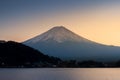 The mountain Fuji and lake kawaguchi at sunset Royalty Free Stock Photo