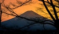 The mountain Fuji and lake kawaguchi at sunset Royalty Free Stock Photo