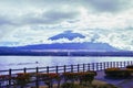 Mountain fuji and Lake .