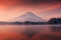 Mountain Fuji and Shoji lake at dawn Royalty Free Stock Photo