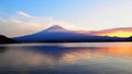 Mountain Fuji and sunset at Kawaguchi Royalty Free Stock Photo