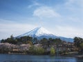 Mountain Fuji View from Lake Kawaguchi Panorama Japan landmark Royalty Free Stock Photo