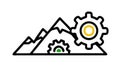 Mountain with Gear Icon, Nature and Technology Integration, vector design Generative AI Royalty Free Stock Photo