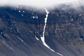 Mountain and Glacier in Fog and Rain in Svalbard