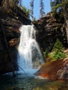 Rocky Mountain Water fall 4k with glaciers in the summer Royalty Free Stock Photo