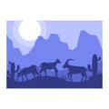 Mountain goat animal silhouette desert savanna landscape design vector illustration