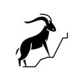 Mountain goat black icon, vector sign on isolated background. Mountain goat concept symbol, illustration Royalty Free Stock Photo