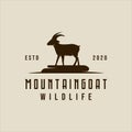 mountain goat logo vintage vector illustration template icon graphic design. animal in wildlife sign or symbol for livestock ranch