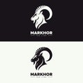 Mountain goat markhor head black and white vector Logo design