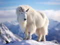 Ai Generated illustration Wildlife Concept of Mountain Goat standing on edge of mountain Royalty Free Stock Photo