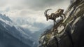 A mountain goat standing on top of a cliff Royalty Free Stock Photo
