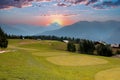 Mountain golf course in crans-montana Royalty Free Stock Photo