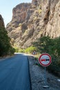 Armenia, Areni, September 2022. Road signs on a mountain road.