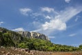 Mountain with green trees and  louds Royalty Free Stock Photo