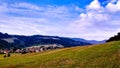 Mountain green valley village landscape, mountain view,national nature parkn Royalty Free Stock Photo