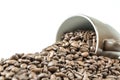 Ground coffee and coffee beans Royalty Free Stock Photo