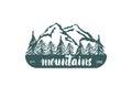 Mountain hand hrawn hogo. Vector design element in vintage style for logotype, label,tag, badge and other. Mountain logo, symbol,