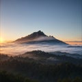 The mountain has a sea of clouds. Royalty Free Stock Photo