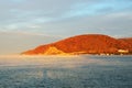 The mountain `Hedgehog` in the rays of the rising sun, Dzhubga Royalty Free Stock Photo