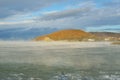 The mountain `Hedgehog` in the rays of the rising sun in the misty morning, Dzhubga Royalty Free Stock Photo