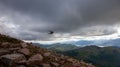 Mountain helicopter rescue action by coastguard on Ben Nevis, Scotland,Fort William, Scotland, UK Royalty Free Stock Photo