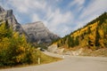 Mountain and highway in fall Royalty Free Stock Photo