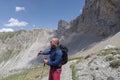 Mountain hiker in Maira Valley, Cottian Alps, Italy Royalty Free Stock Photo