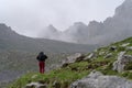 Mountain hiker in Maira Valley, Cottian Alps, Italy Royalty Free Stock Photo