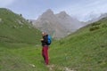 Mountain hiker in Maira Valley, Cottian Alps, Italy Royalty Free Stock Photo