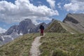Mountain hiker in Maira Valley, Cottian Alps, Italy Royalty Free Stock Photo